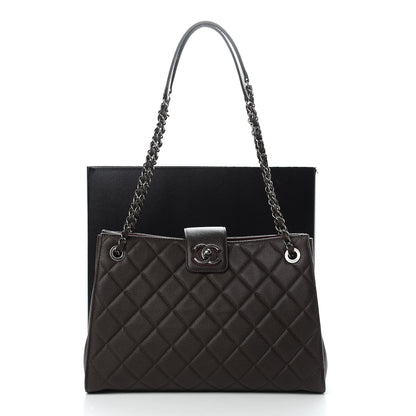 Chanel Caviar Quilted Large CC Accordion Shopping Bag Brown 15 of 15