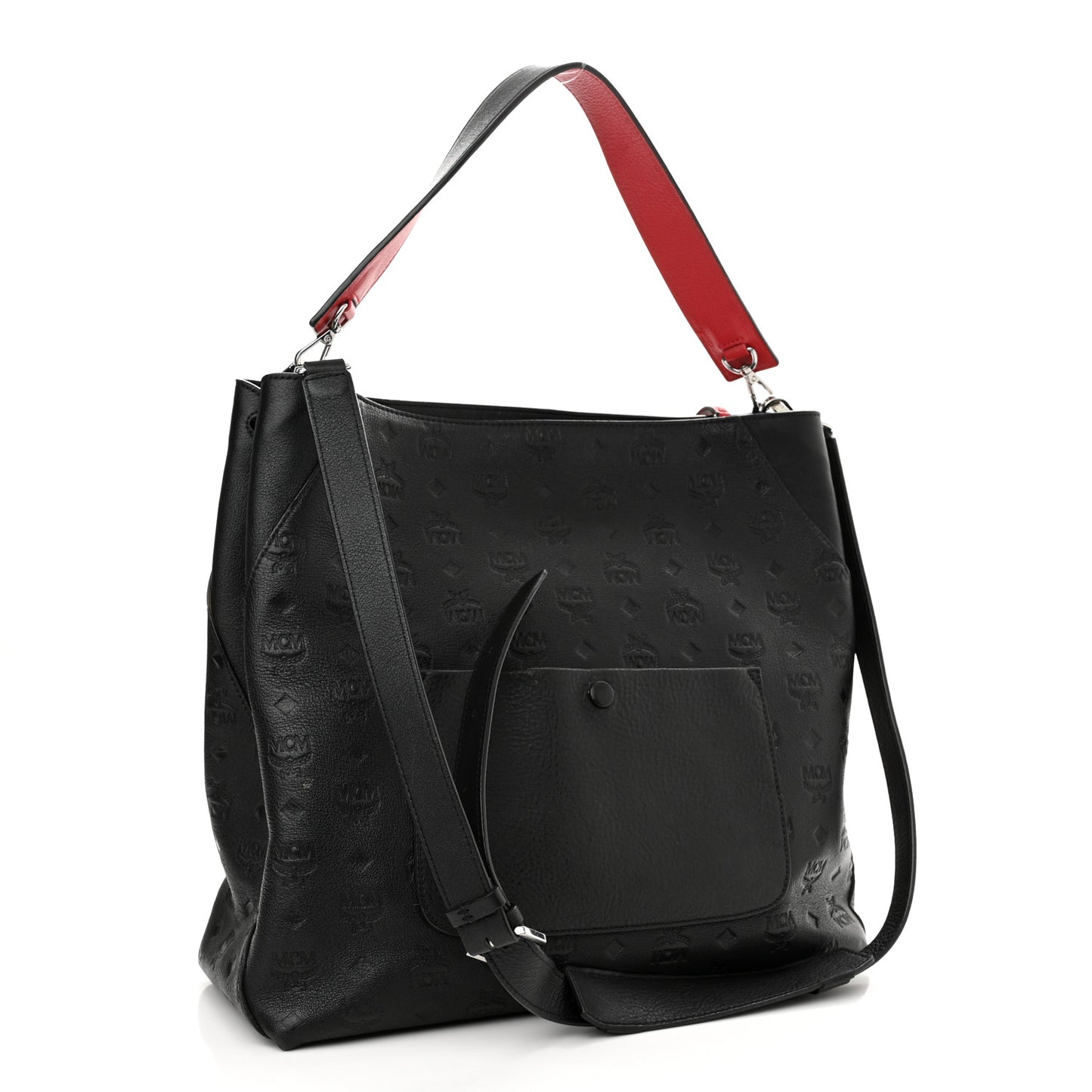 Calfskin Ottomar Monogram Large Klara Hobo Black Red