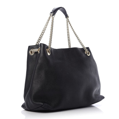 Gucci Pebbled Calfskin Medium Soho Chain Shoulder Bag Black 3 of 13