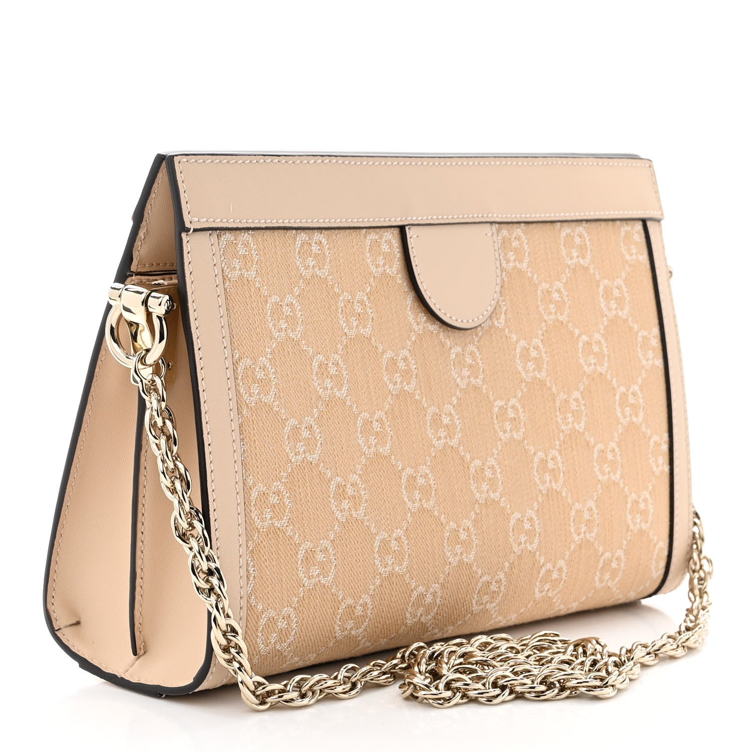 Gucci Denim Calfskin GG Monogram Small Ophidia Chain Shoulder Bag Light Beige 3 of 11