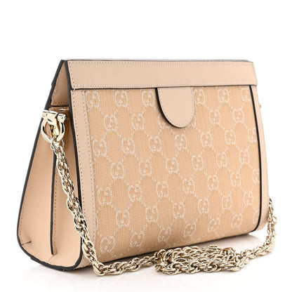 Gucci Denim Calfskin GG Monogram Small Ophidia Chain Shoulder Bag Light Beige 3 of 11
