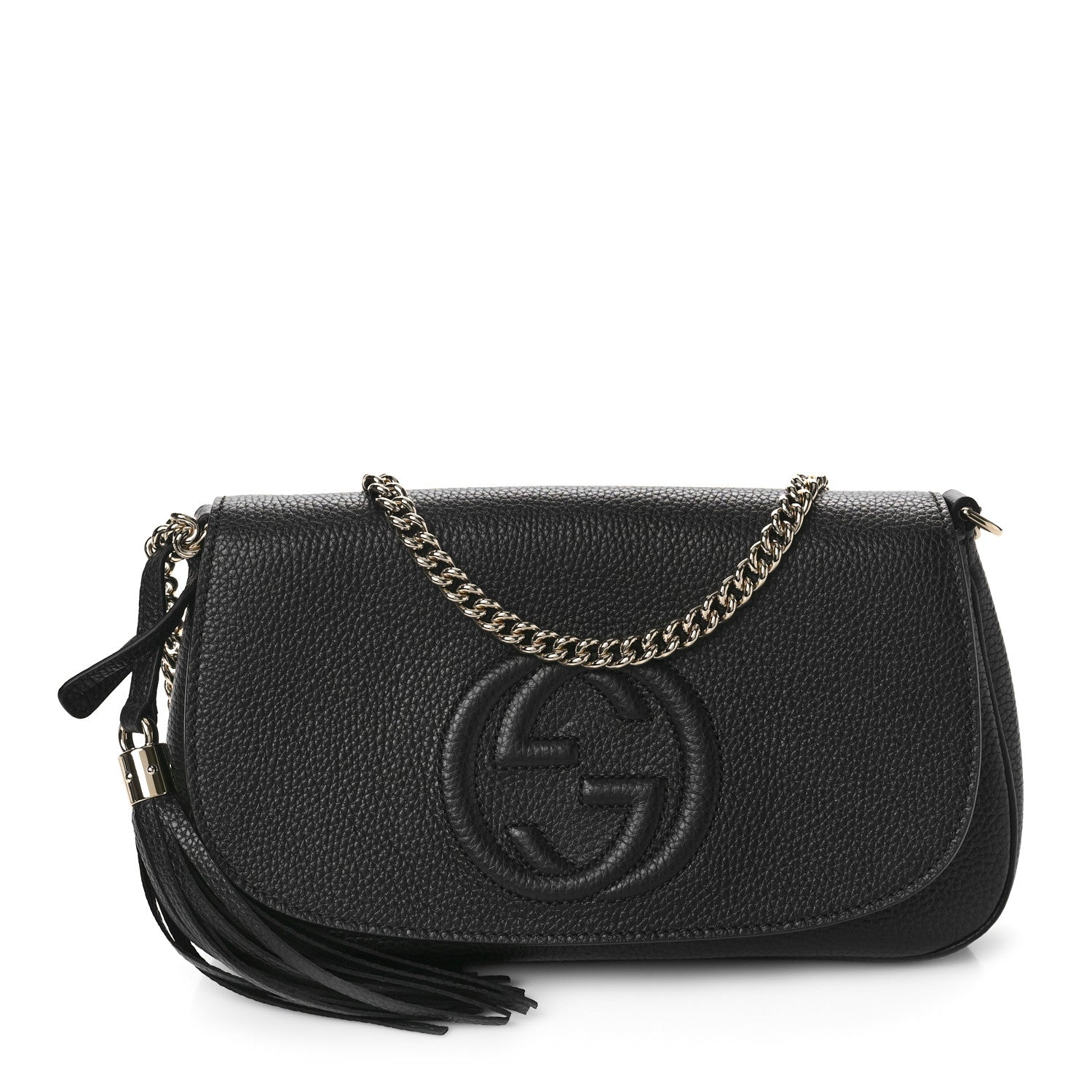 Gucci Pebbled Calfskin Medium Soho Flap Crossbody Black 1 of 9