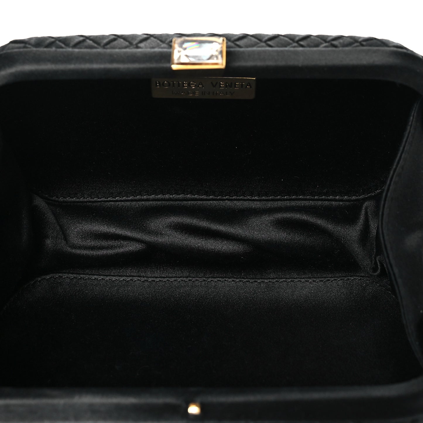 Satin Crystal Intreccio Tassel Clutch Black