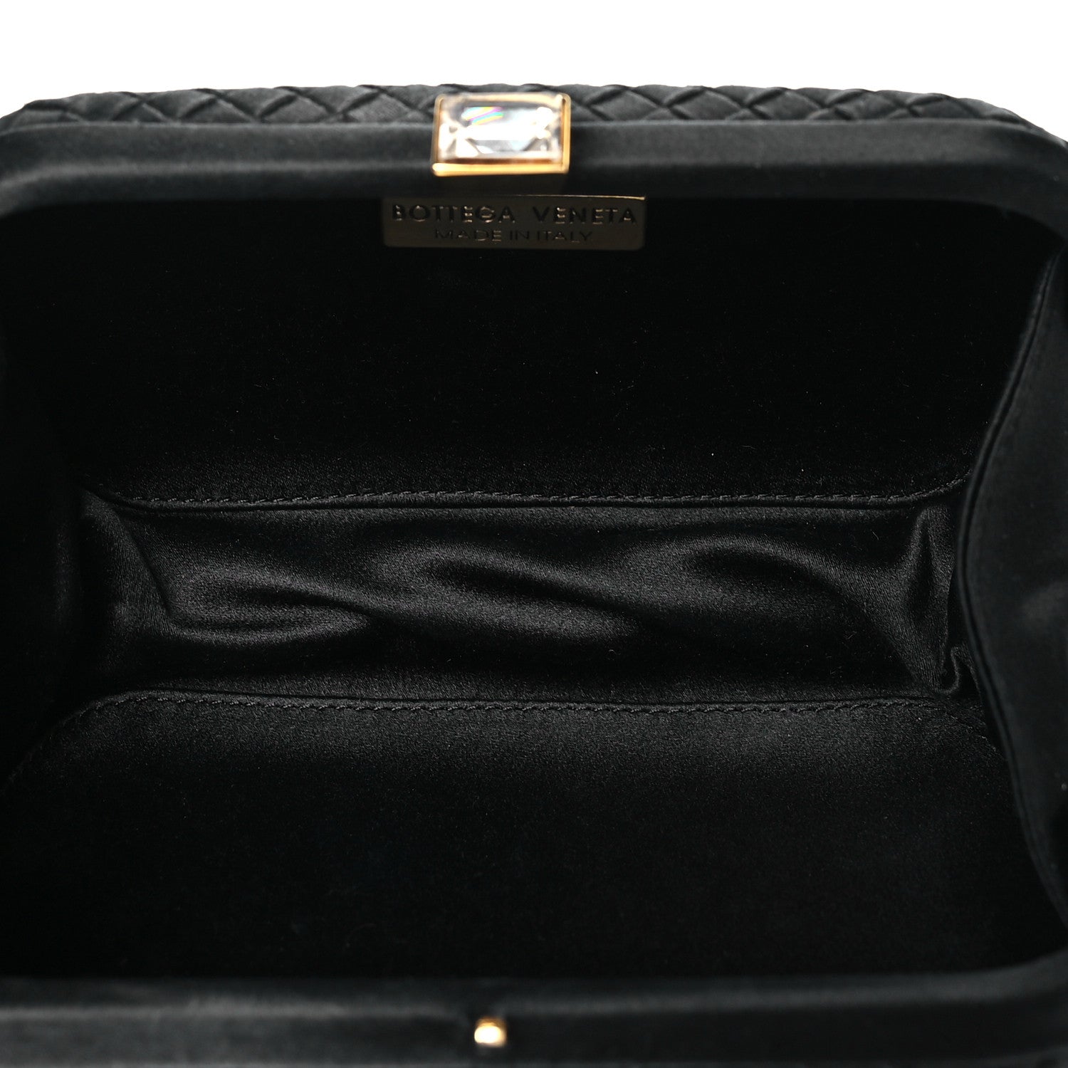 Bottega Veneta Satin Crystal Intreccio Tassel Clutch Black 5 of 9