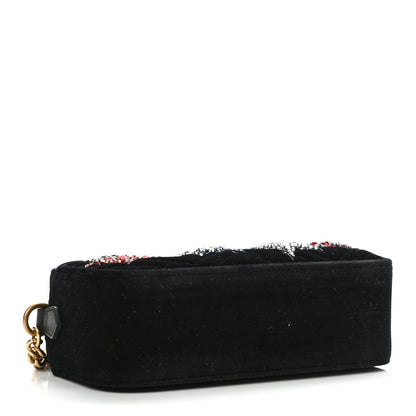 Gucci Velvet Matelasse Crystal Star Embroidered Small GG Marmont Chain Shoulder Bag Black 4 of 10