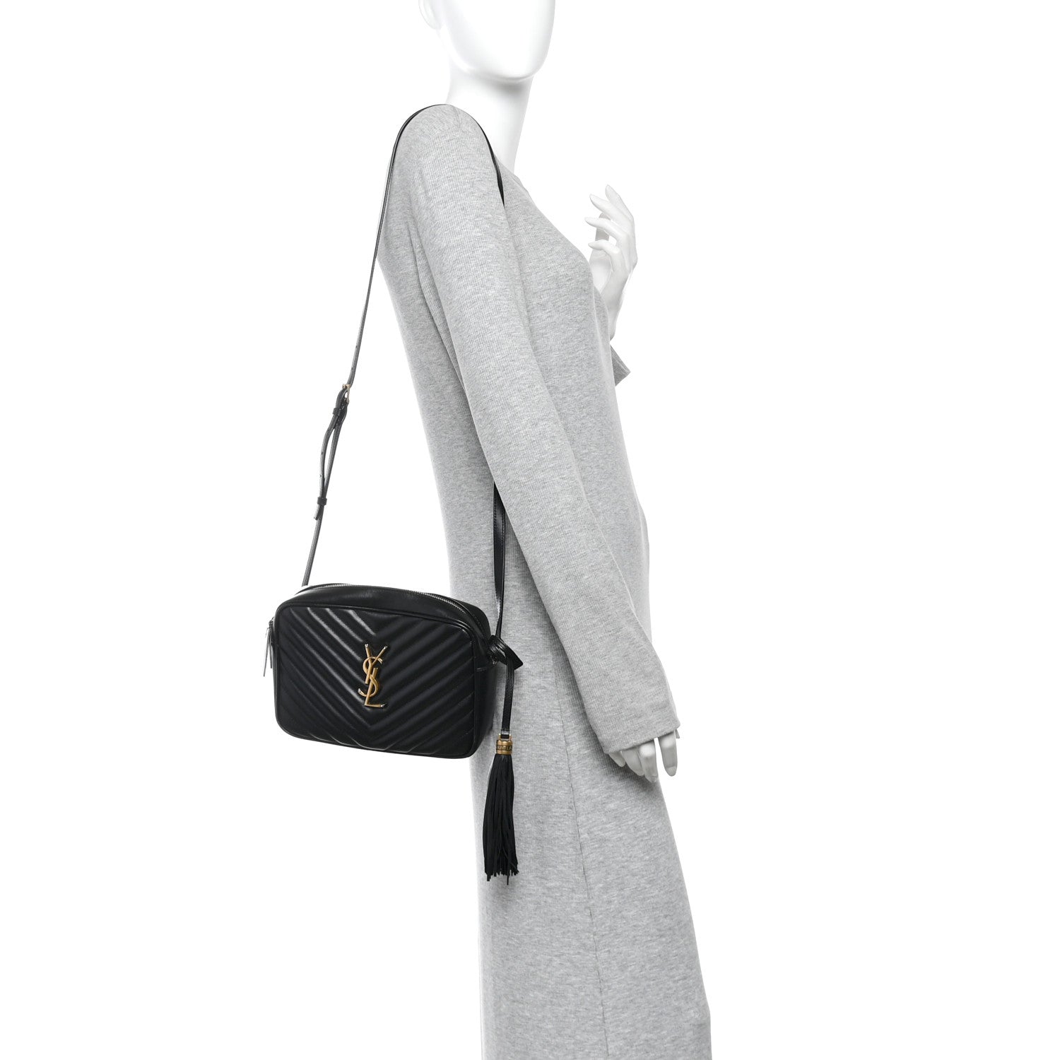 Saint Laurent Calfskin Matelasse Monogram Lou Camera Bag Black 2 of 13