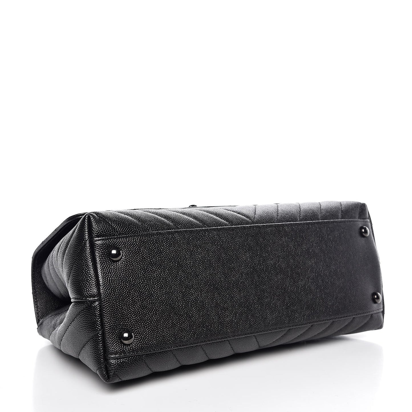 Caviar Chevron Quilted Small Coco Handle Flap So Black