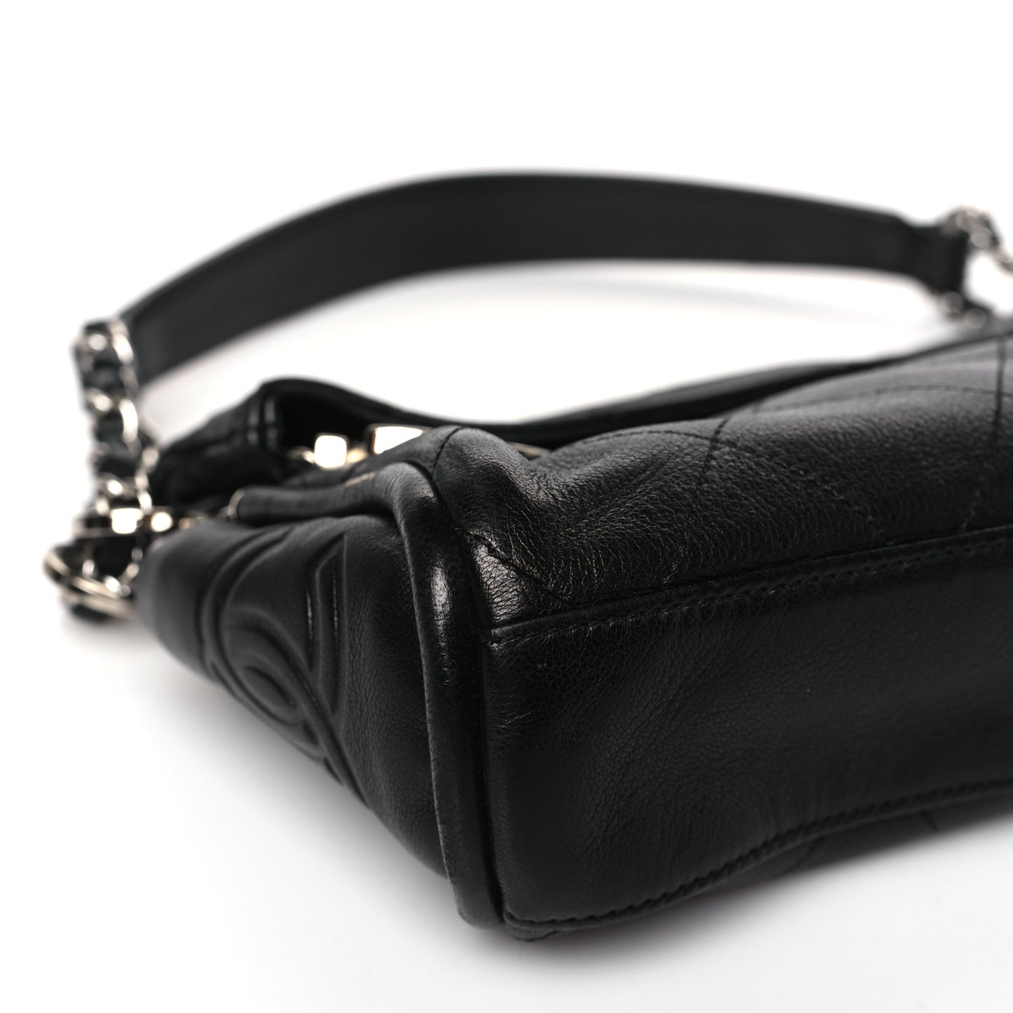 Lambskin Stitched Small Ultimate Soft Tote Black