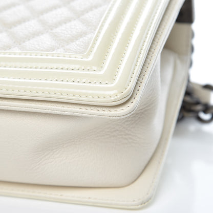 Chanel Goatskin Quilted Patent Medium Duo Boy Flap Ecru 9 of 10