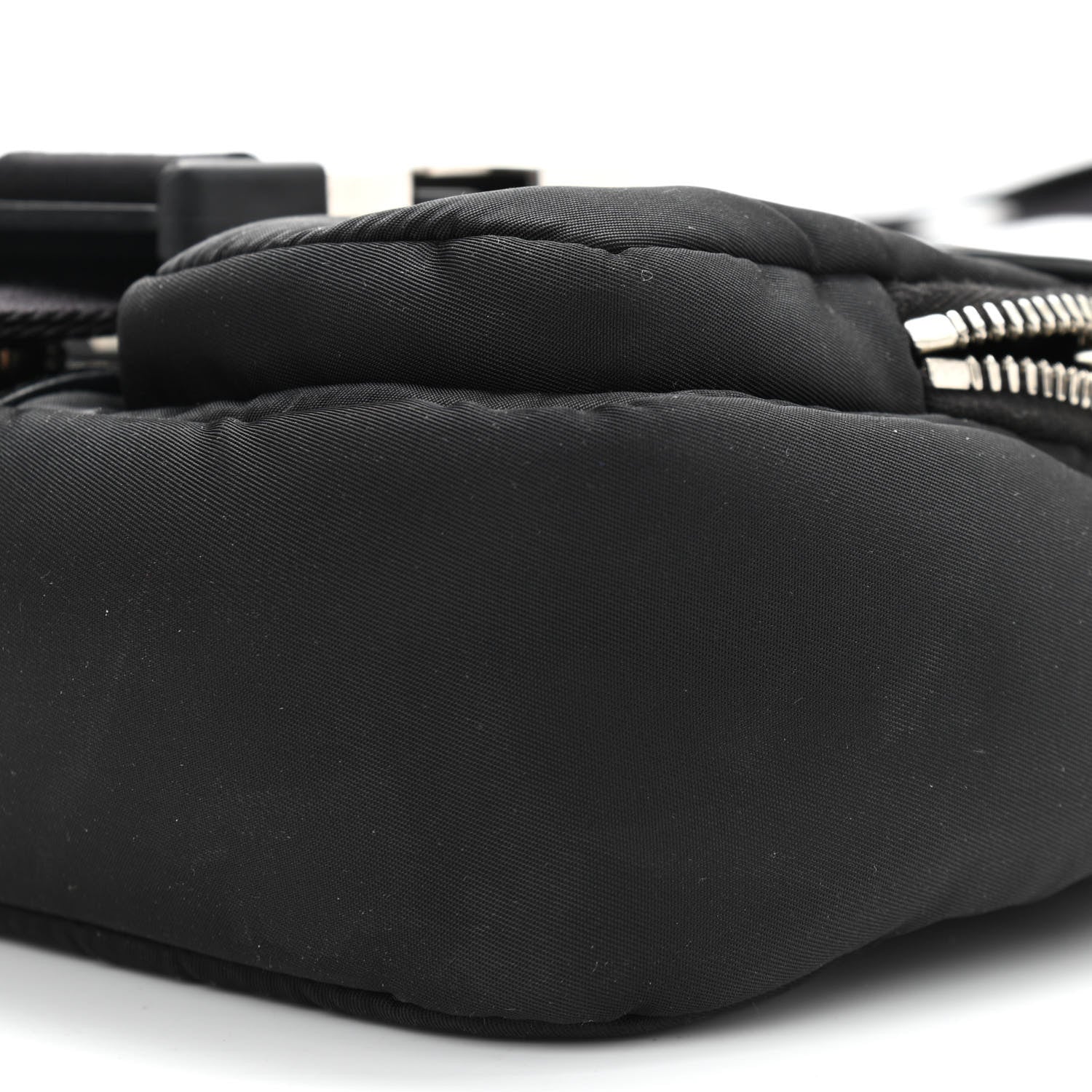 Prada Re-Nylon Spazzolato Double Pocket Buckle Shoulder Bag Black 9 of 11