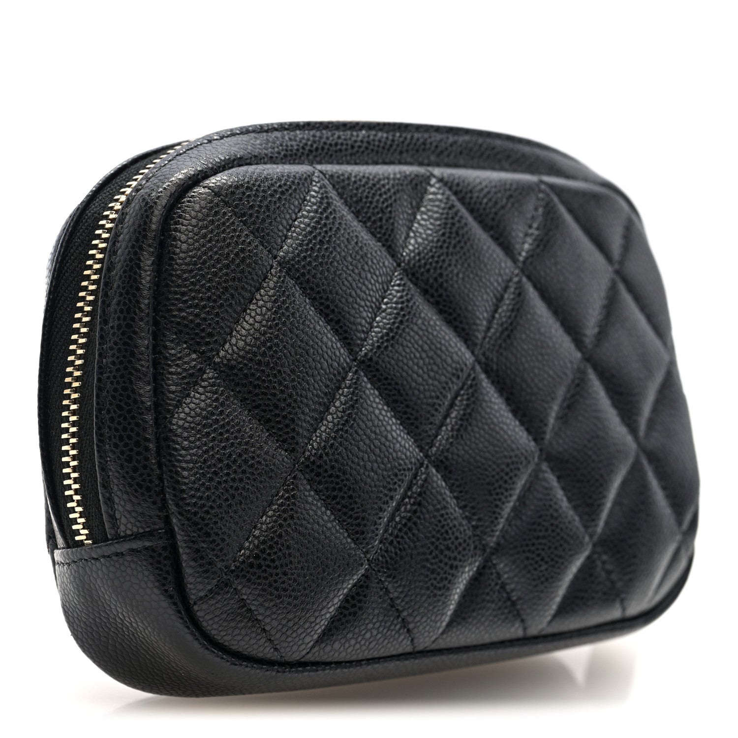 Chanel Caviar Quilted Small Curvy Pouch Cosmetic Case Black 3 of 8