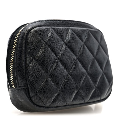 Chanel Caviar Quilted Small Curvy Pouch Cosmetic Case Black 3 of 8