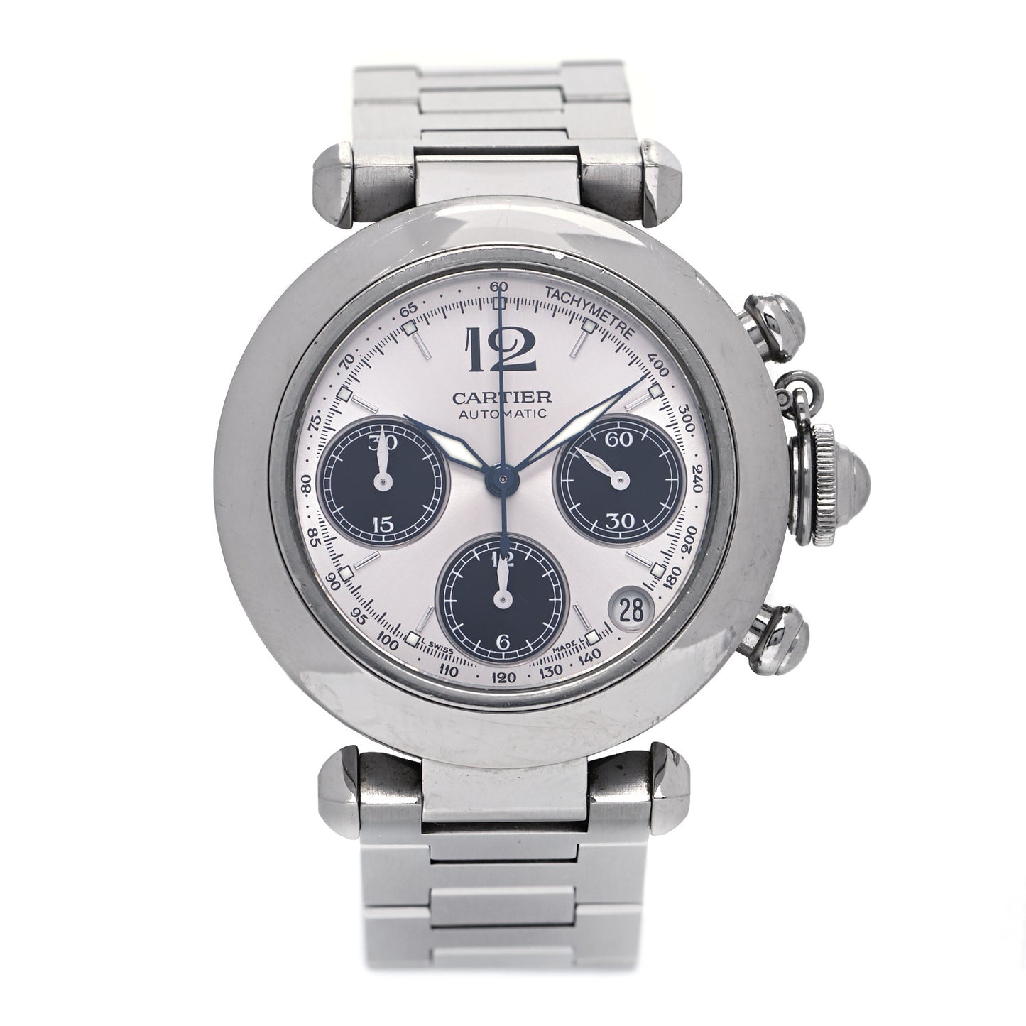 Stainless Steel 35mm Pasha C Chronograph Automatic Watch Black