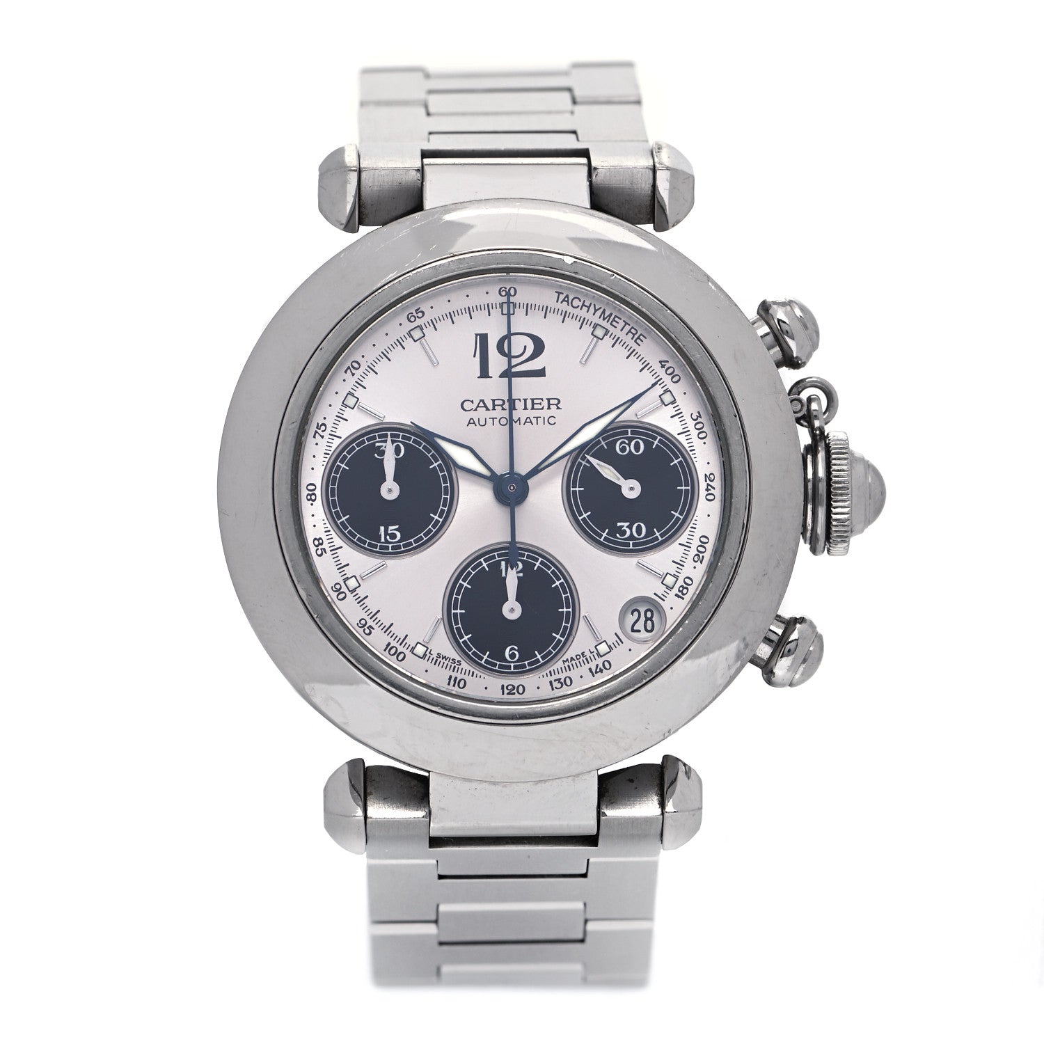 Cartier Stainless Steel 35mm Pasha C Chronograph Automatic Watch Black 1 of 4