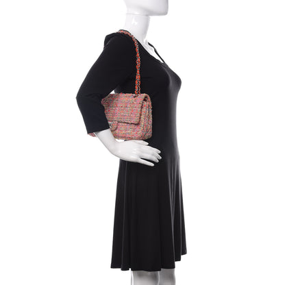 Chanel Tweed Quilted Medium Double Flap Pink 2 of 12