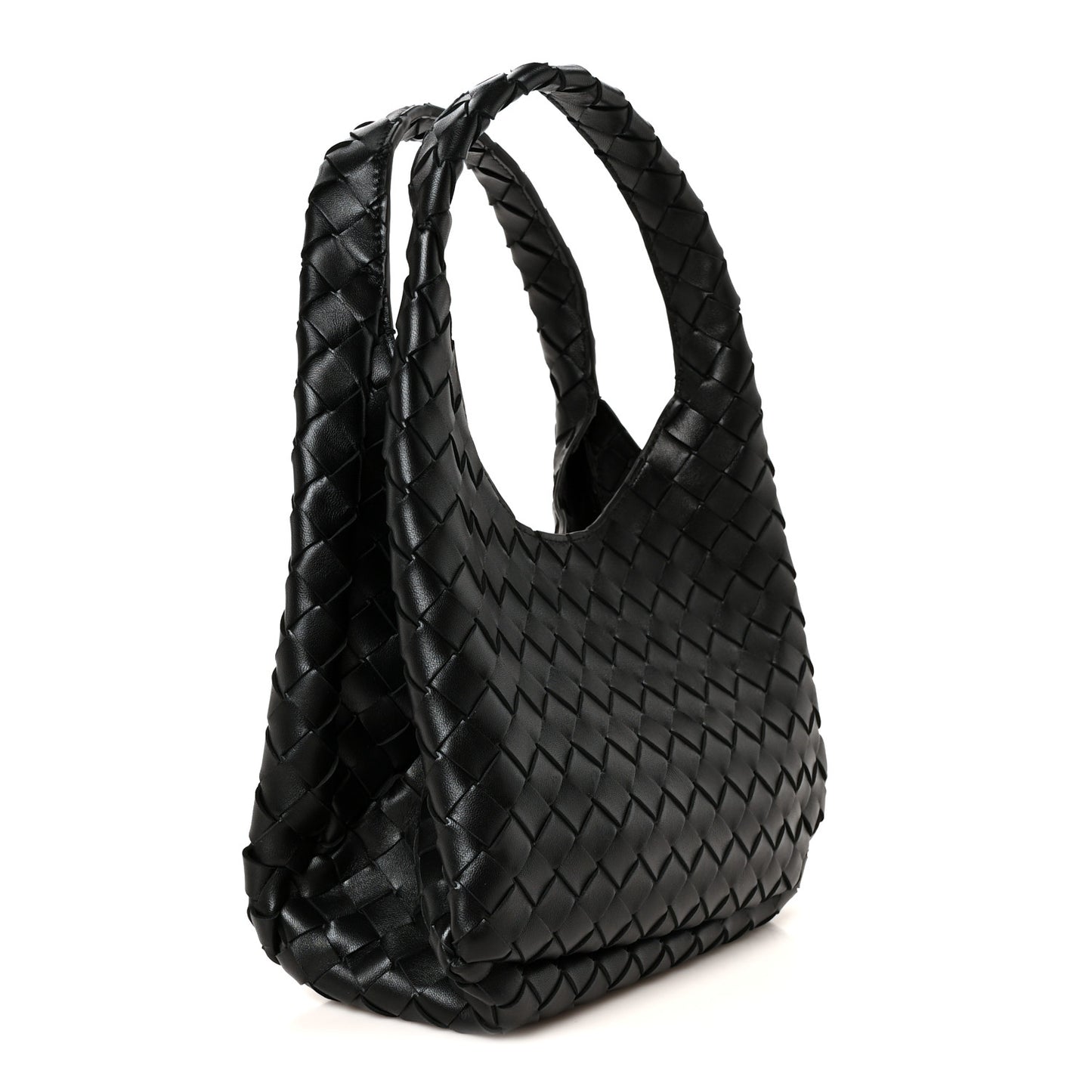 Nappa Intrecciato Small Campana Shoulder Bag Black