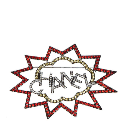 Chanel Ruthenium Crystal CC Brooch Red Yellow 1 of 6