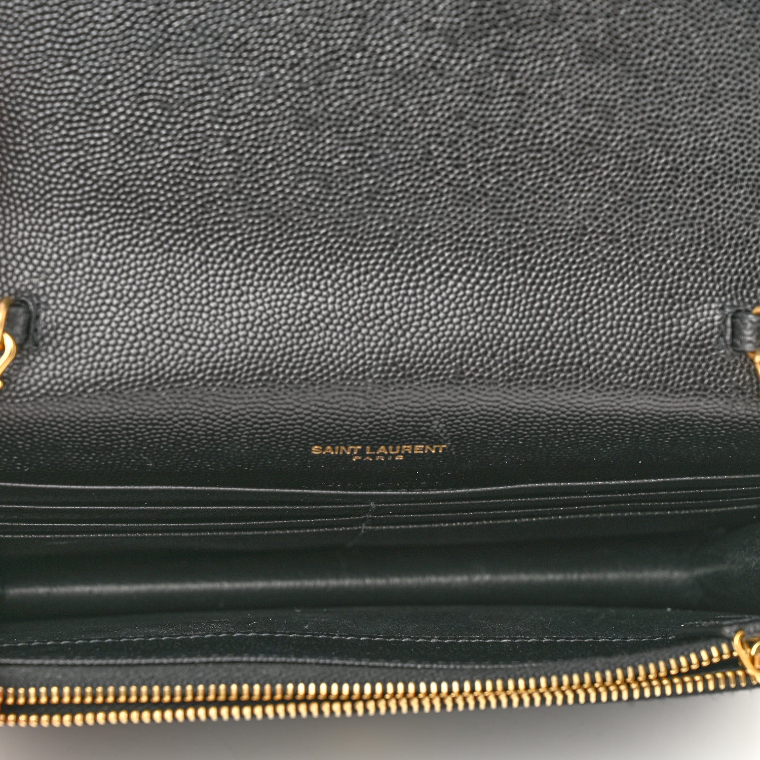 Saint Laurent Grain De Poudre Matelasse Chevron Monogram Envelope Chain Wallet Black 5 of 11