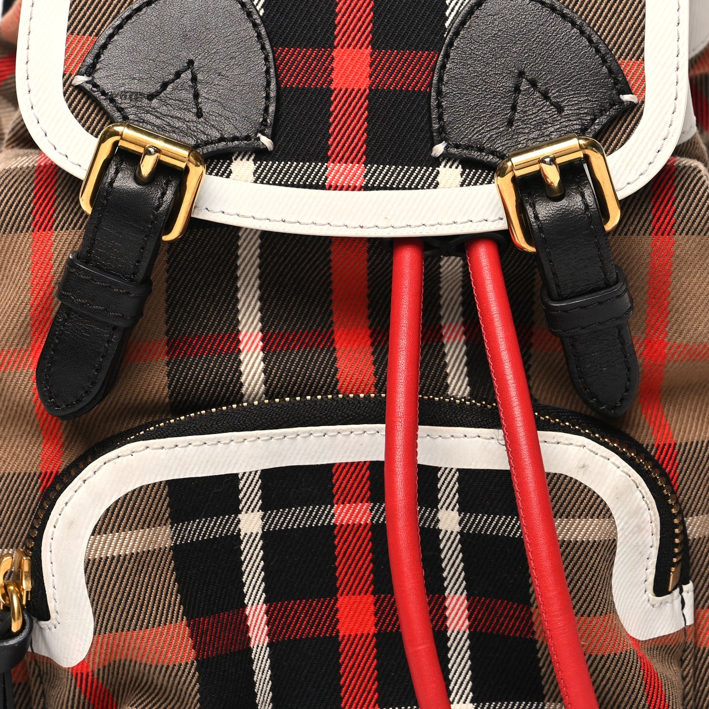 Cotton Check Small Rucksack Backpack Caramel