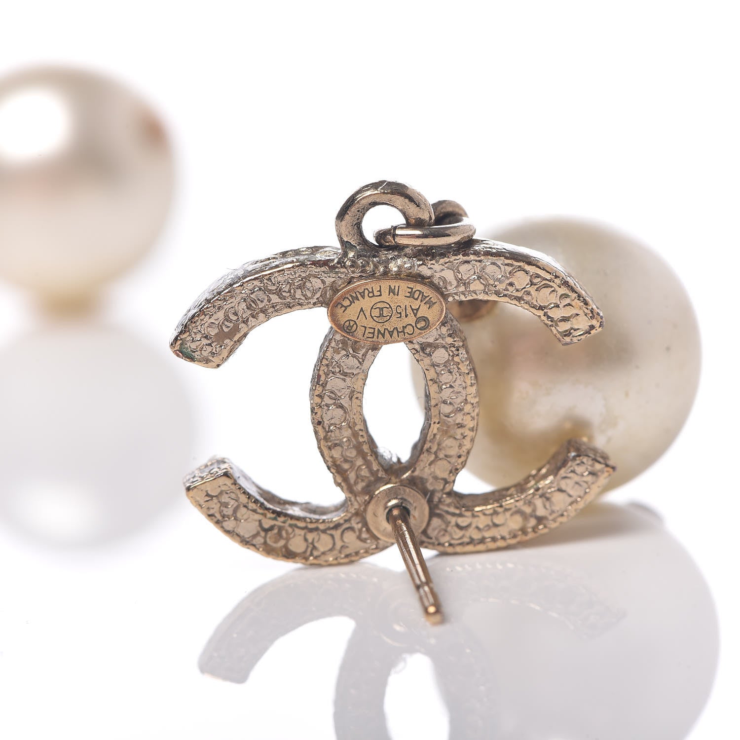 Chanel Crystal Pearl CC Drop Earrings Gold 4 of 4