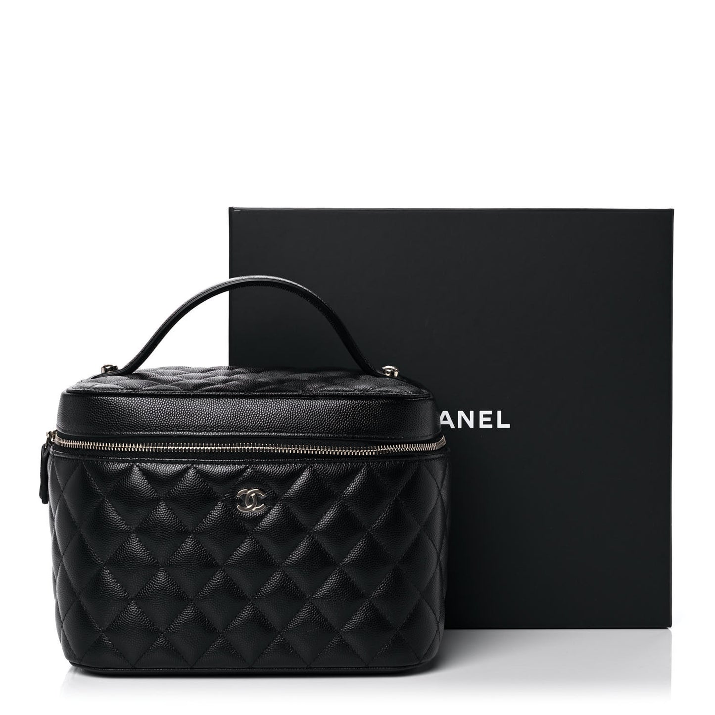 Caviar Quilted Large Vanity Pouch Black