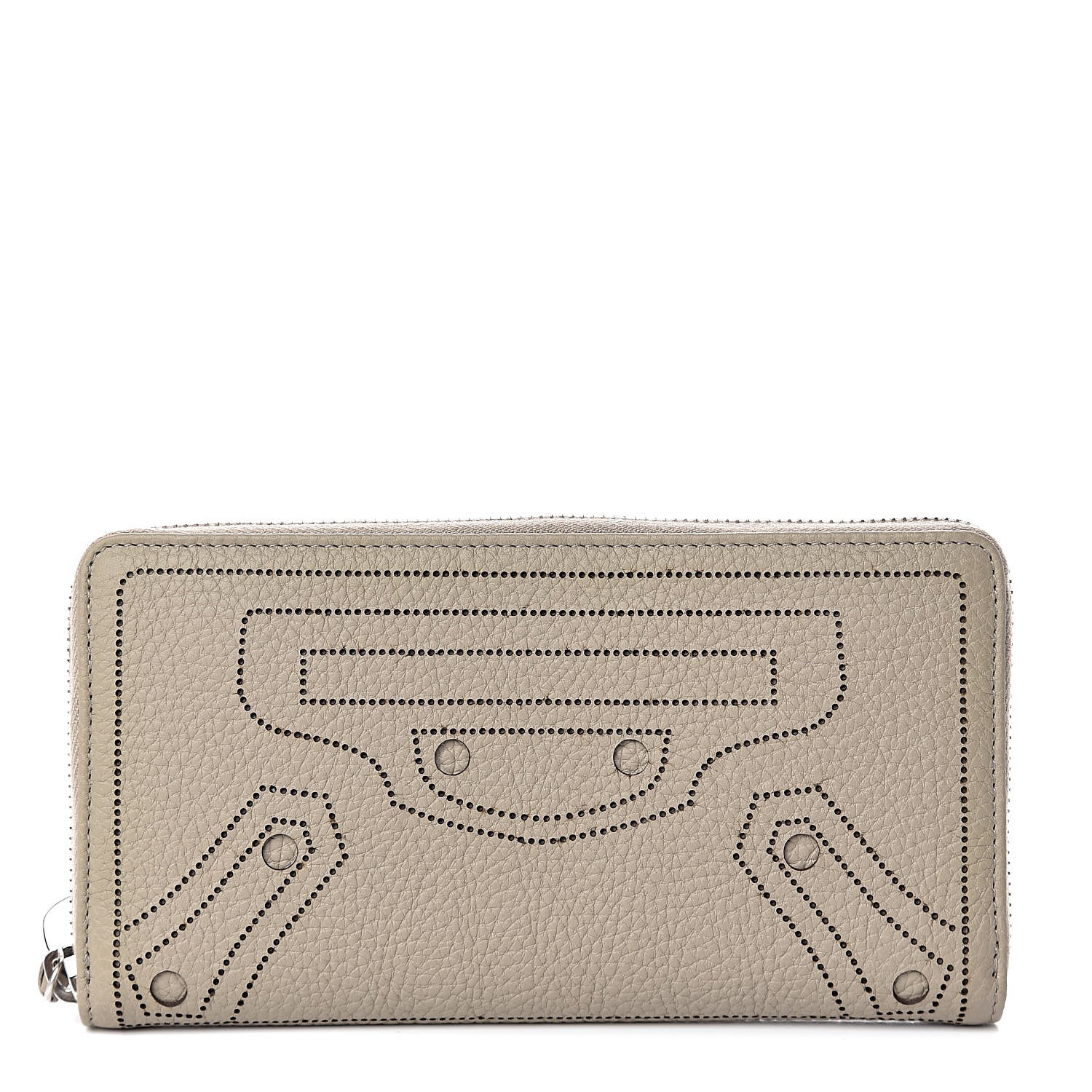 Balenciaga Veau Grana Perforated Blackout Hardware Continental Zip Around Wallet Gris Cendre 1 of 7
