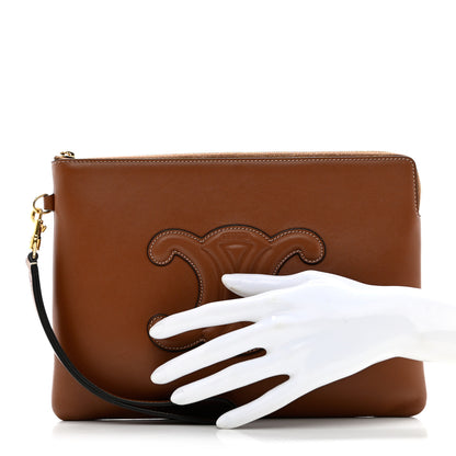 Celine Smooth Calfskin Cuir Triomphe Pouch Tan 2 of 7