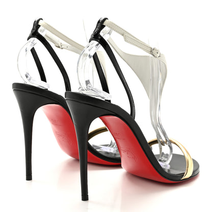 Christian Louboutin Nappa Patent Athina 100 Sandals 39 White Gold Black 5 of 8