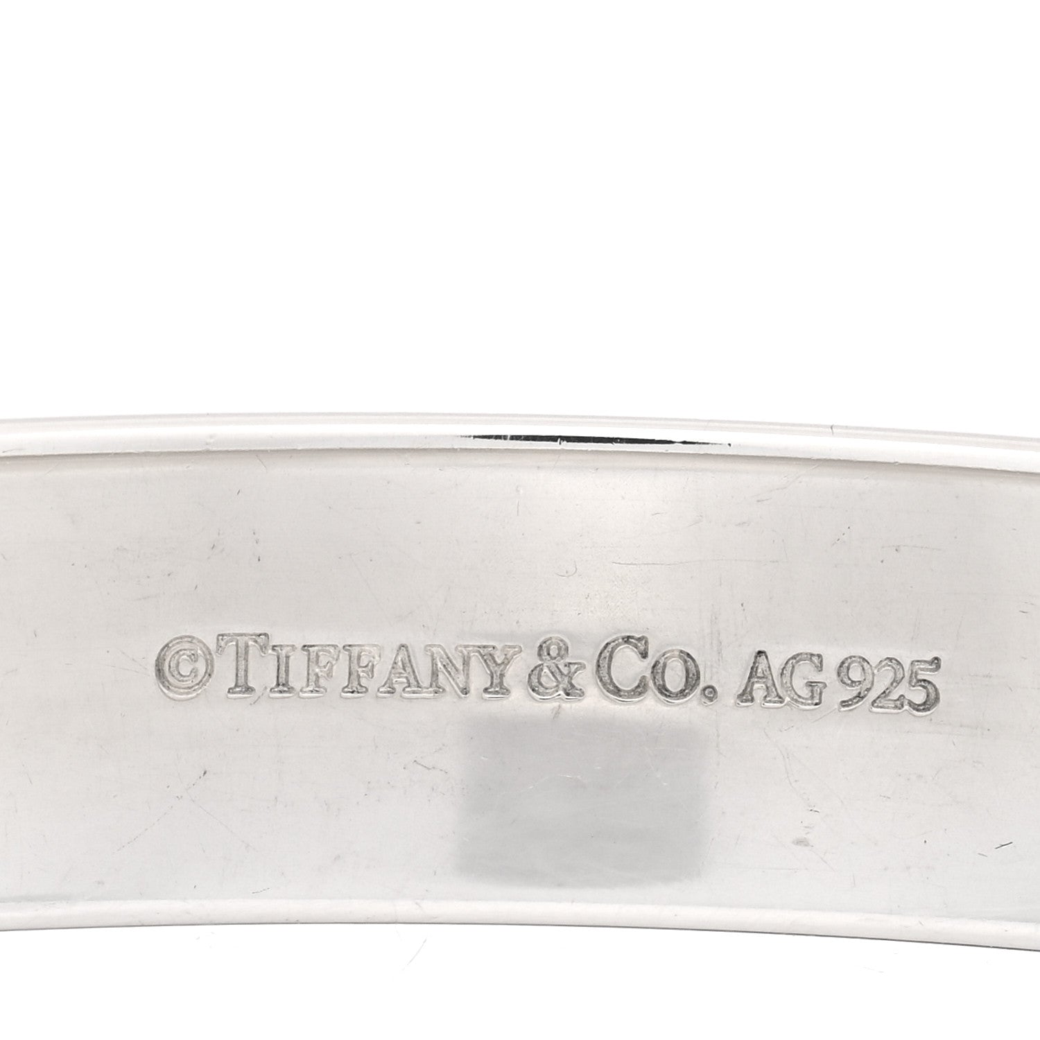 Tiffany Sterling Silver Diamond Narrow Locks Bangle Bracelet 3 of 3