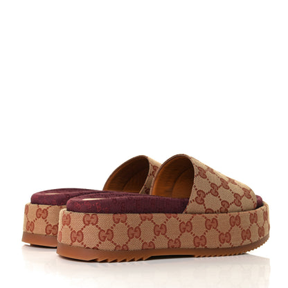 Gucci Canvas GG Monogram Angelina Platform Slide Sandals 38.5 Beige Ruggine 4 of 9