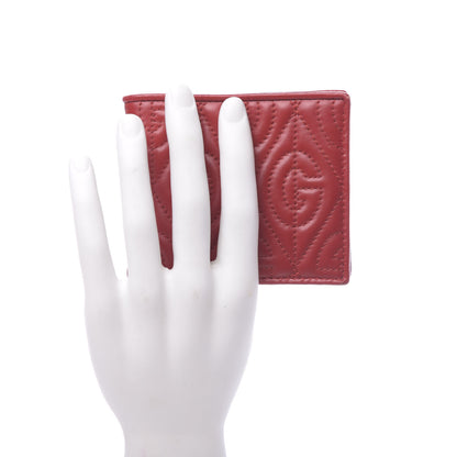 Gucci Calfskin G Rhombus Quilted Bi-Fold Wallet Hibiscus Red 2 of 7