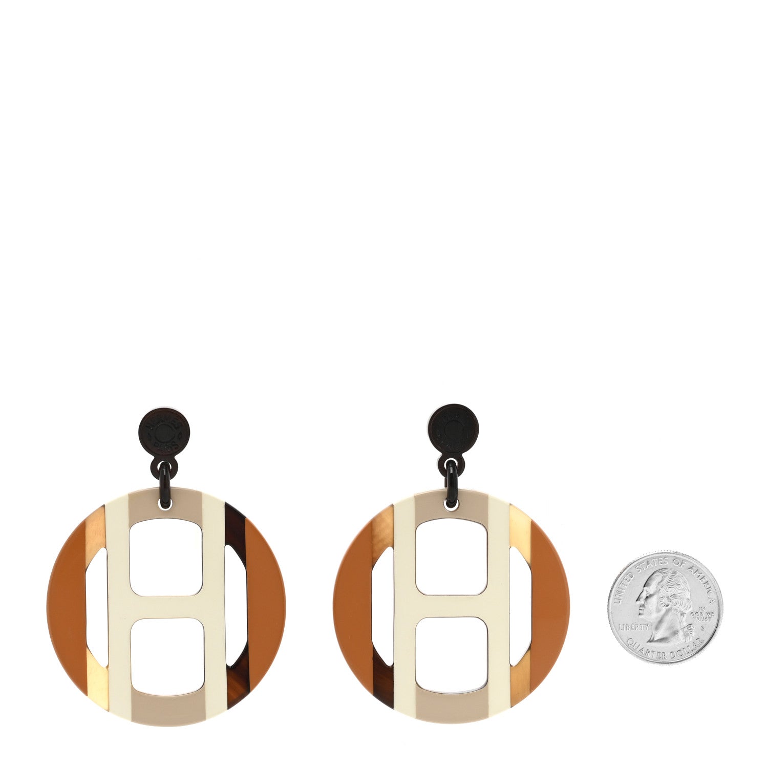 Hermes Lacquered Horn H Equipe Earrings Sable 2 of 4
