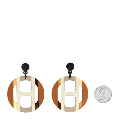 Hermes Lacquered Horn H Equipe Earrings Sable 2 of 4