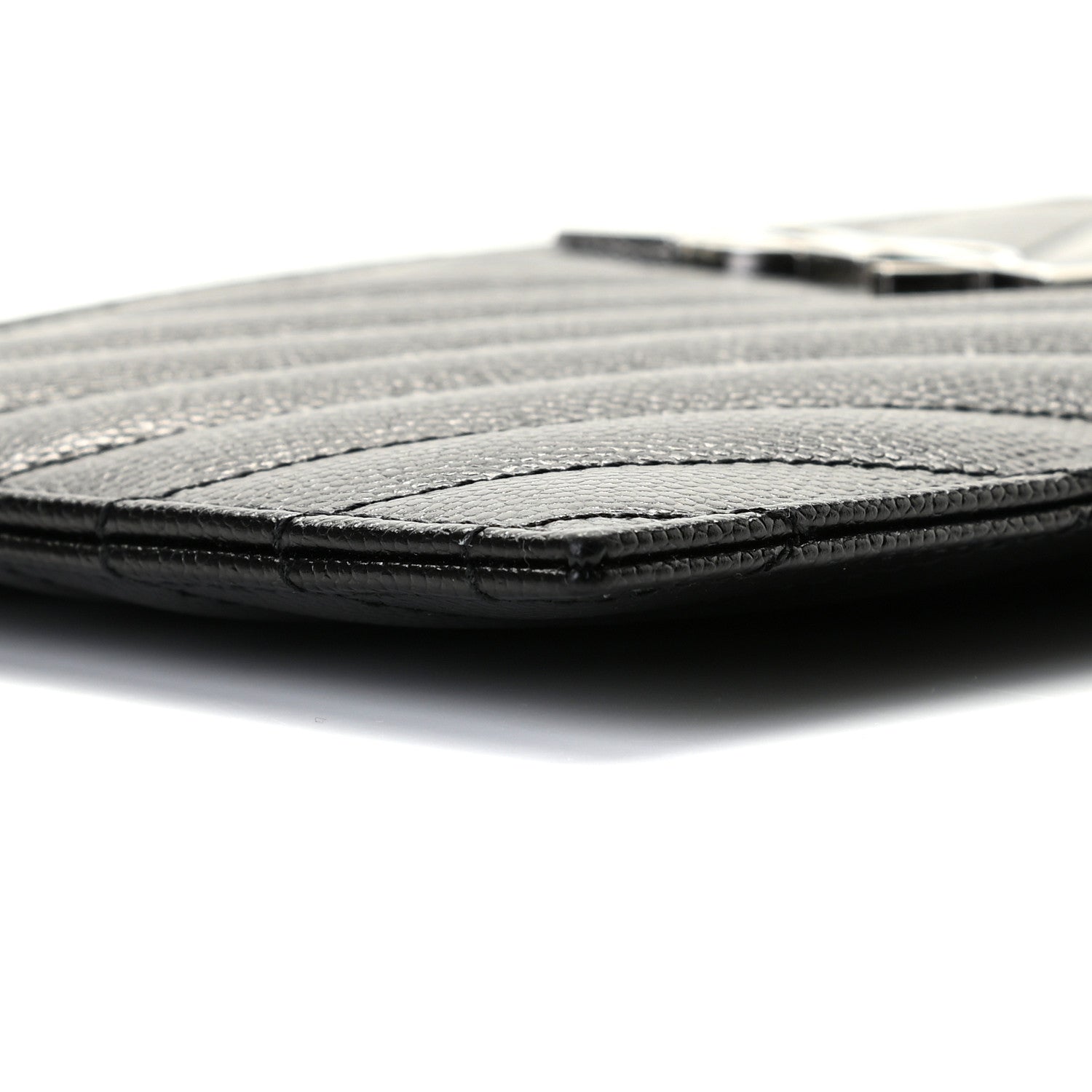 Saint Laurent Grain De Poudre Chevron Monogram Bill Pouch Black 5 of 10
