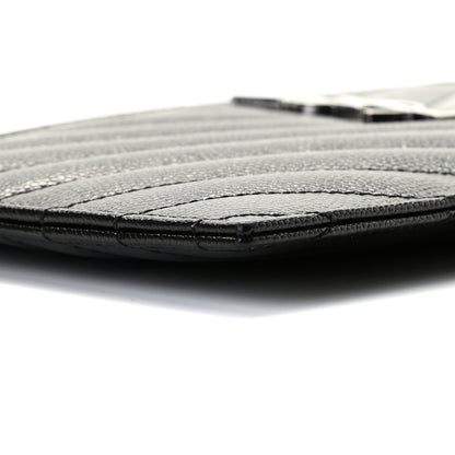 Saint Laurent Grain De Poudre Chevron Monogram Bill Pouch Black 5 of 10