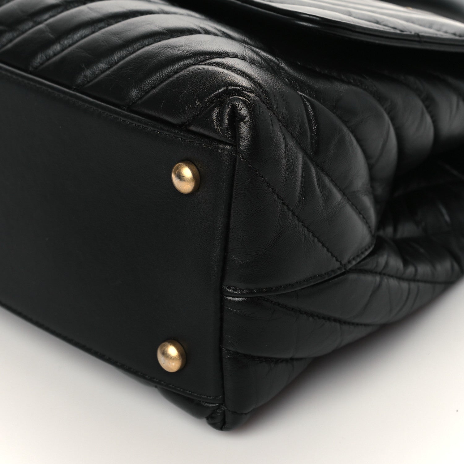 Chanel Aged Calfskin Chevron Quilted Small Coco Handle Flap Black 9 of 9