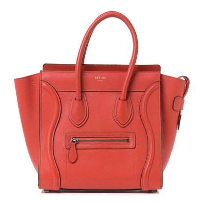 Celine Drummed Calfskin Micro Luggage Vermillion 1 of 14