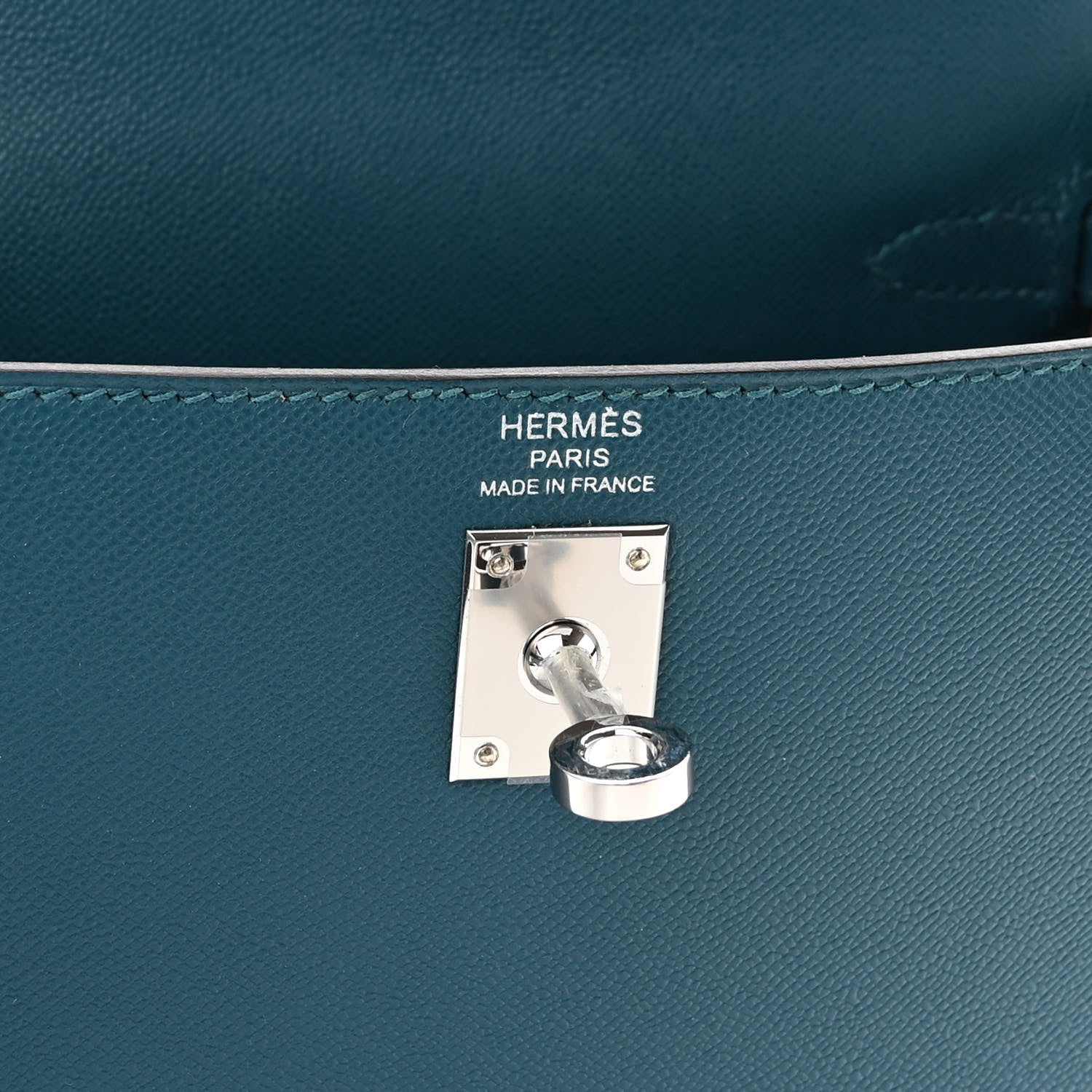 Hermes Madame Calfskin Verso Kelly Sellier 25 Vert Bosphore Sienne 6 of 9