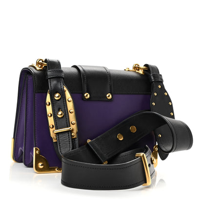 Prada City Calfskin Saffiano Cahier Bag Purple Black 3 of 10