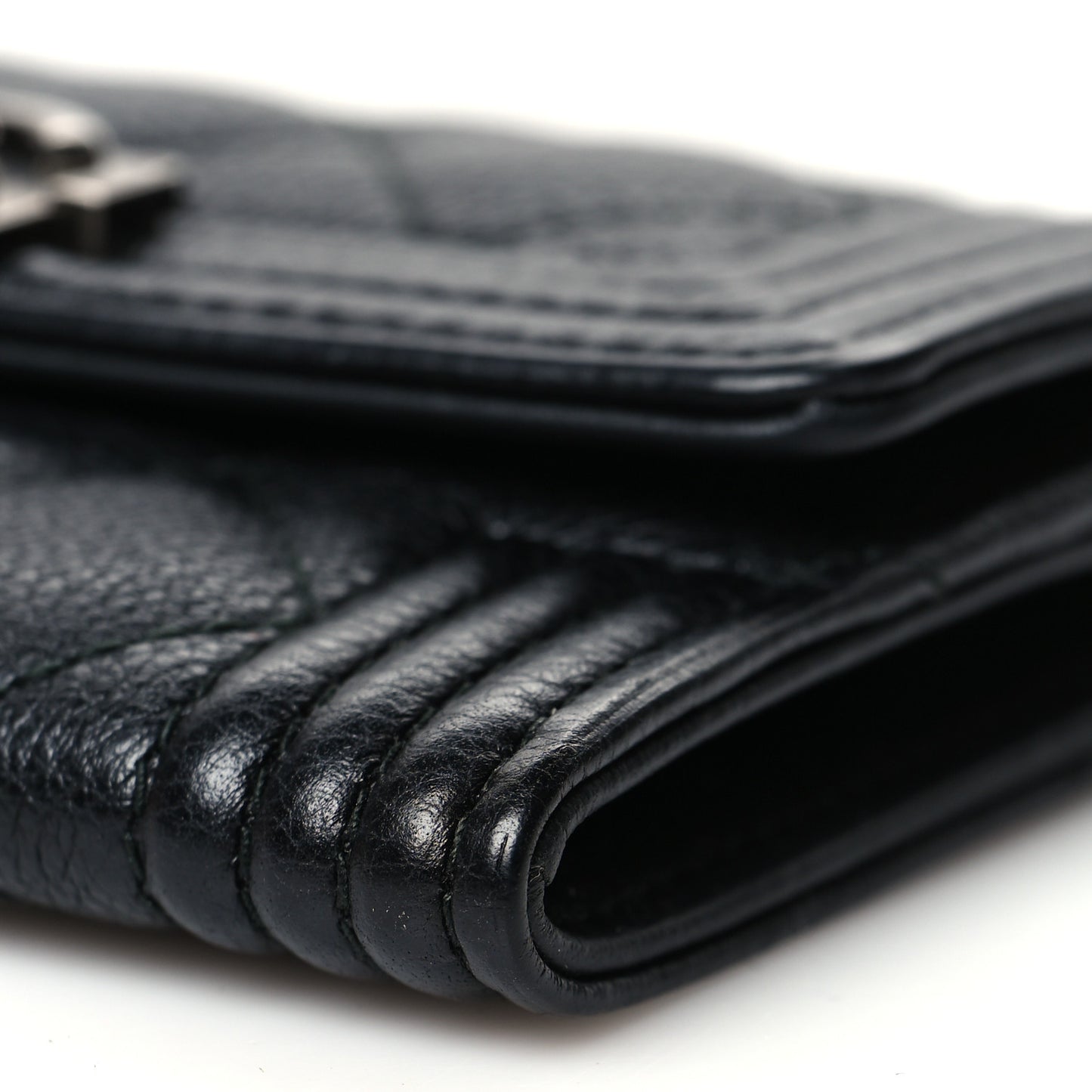 Caviar Quilted Boy Flap Card Holder Black