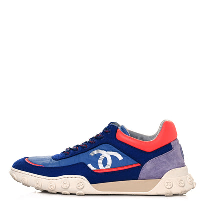 Chanel Wool Nylon Lambskin Suede Calfskin Womens Logo Sneakers 39 Blue Coral 1 of 9