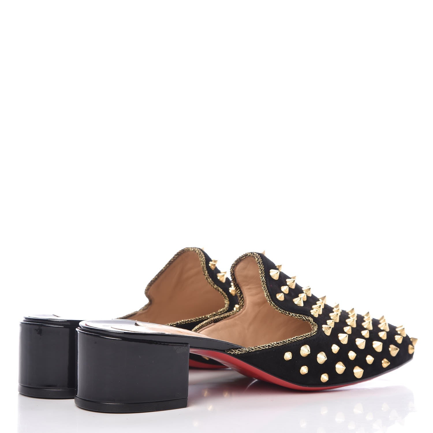 Christian Louboutin Suede Spikes Mulaconka 35 Mules 41.5 Black 4 of 8