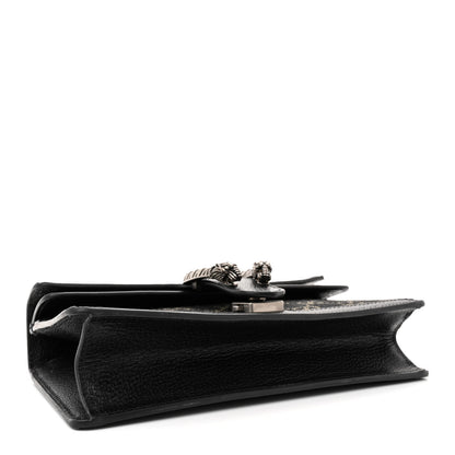 Gucci Jacquard Black Denim GG Monogram Textured Dollar Calfskin Small Dionysus Shoulder Bag Black Ivory 4 of 12