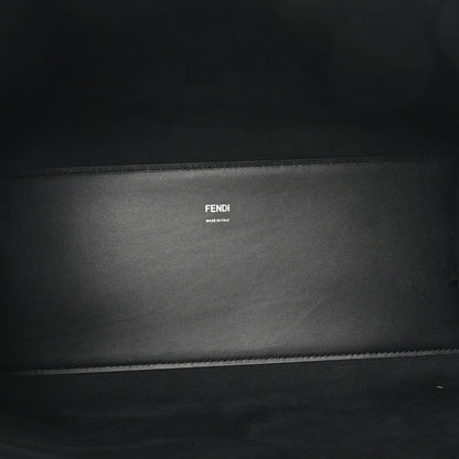 Fendi Vitello King Plexiglass Logo Embossed Medium Fendi Sunshine Shopper Tote Black White 5 of 9