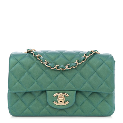 Chanel Iridescent Calfskin Quilted Mini Rectangular Flap Green 1 of 11