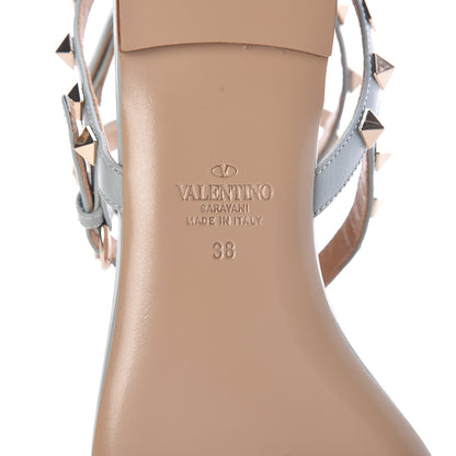 Valentino Garavani Nappa Rockstud Ankle Wrap Flat Thong Sandals 38 Celadon 6 of 8