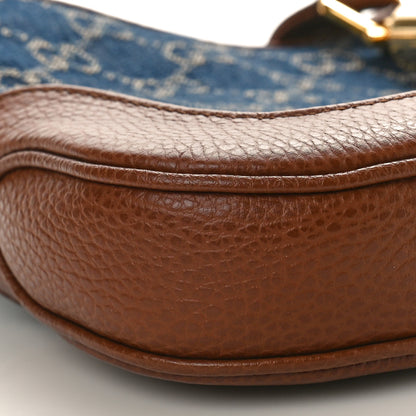 Gucci New Denim GG Monogram Calfskin Small Jackie 1961 Hobo Blue Tea Cuir 9 of 10