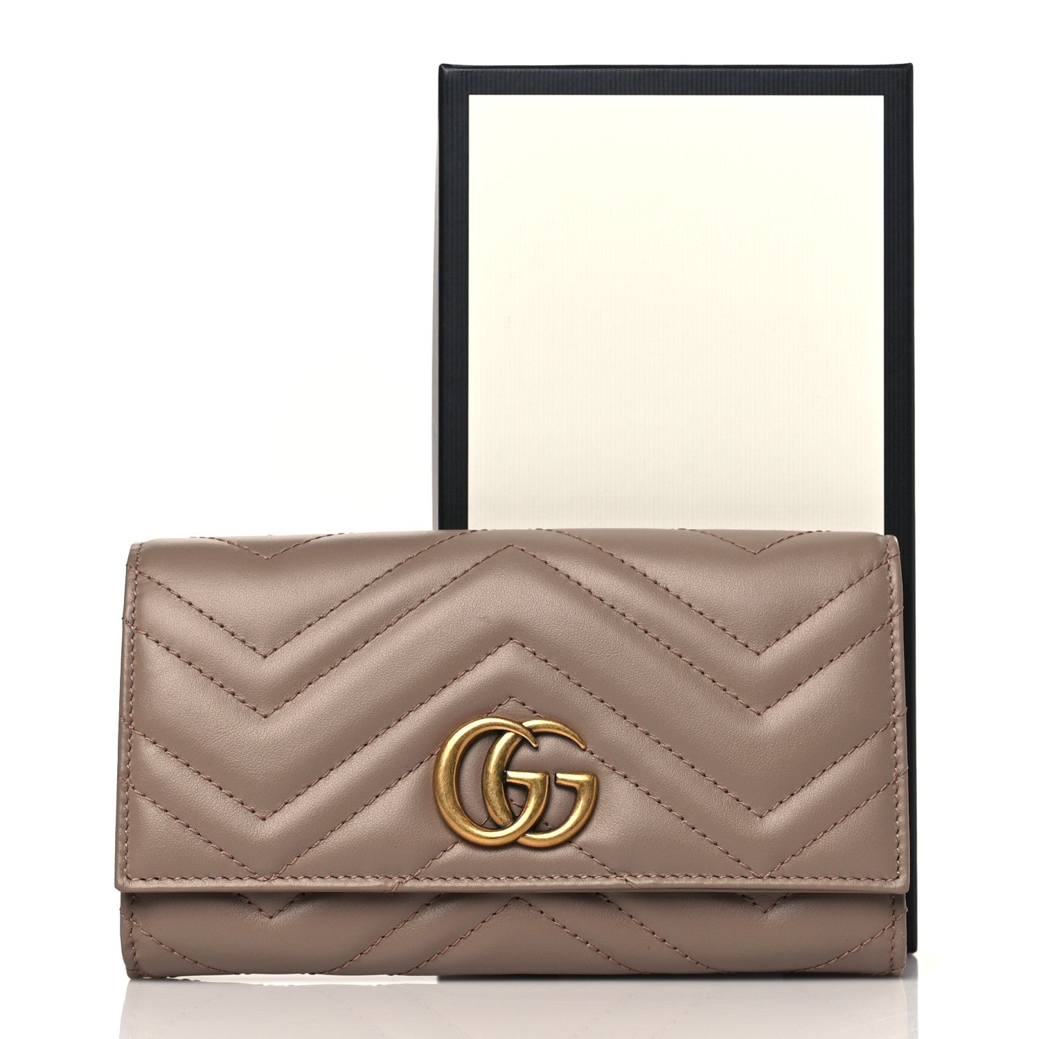 Gucci Calfskin Matelasse GG Marmont Continental Wallet Porcelain Rose 8 of 8