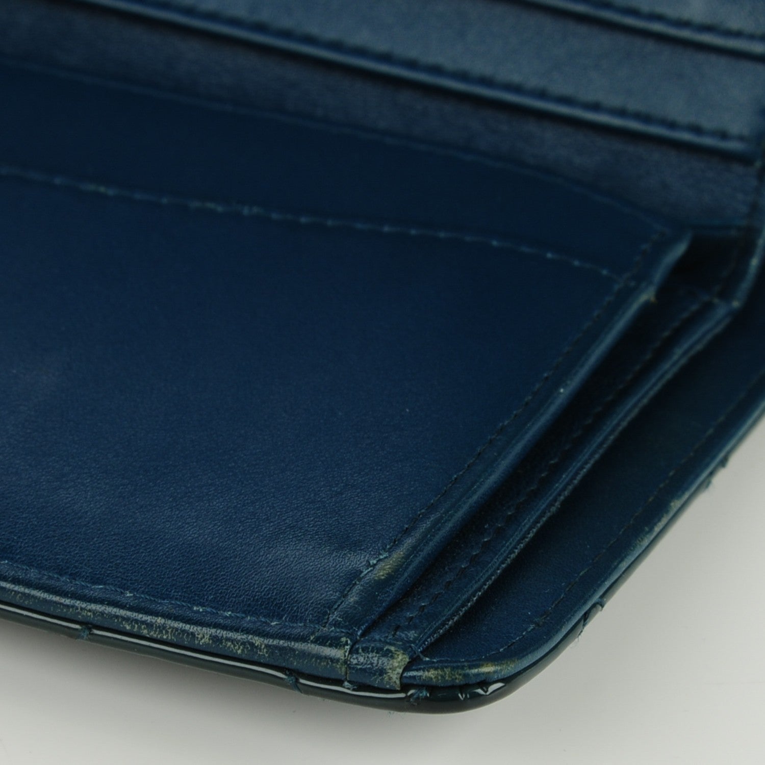Chanel Patent Quilted Yen Wallet Dark Blue 7 of 11