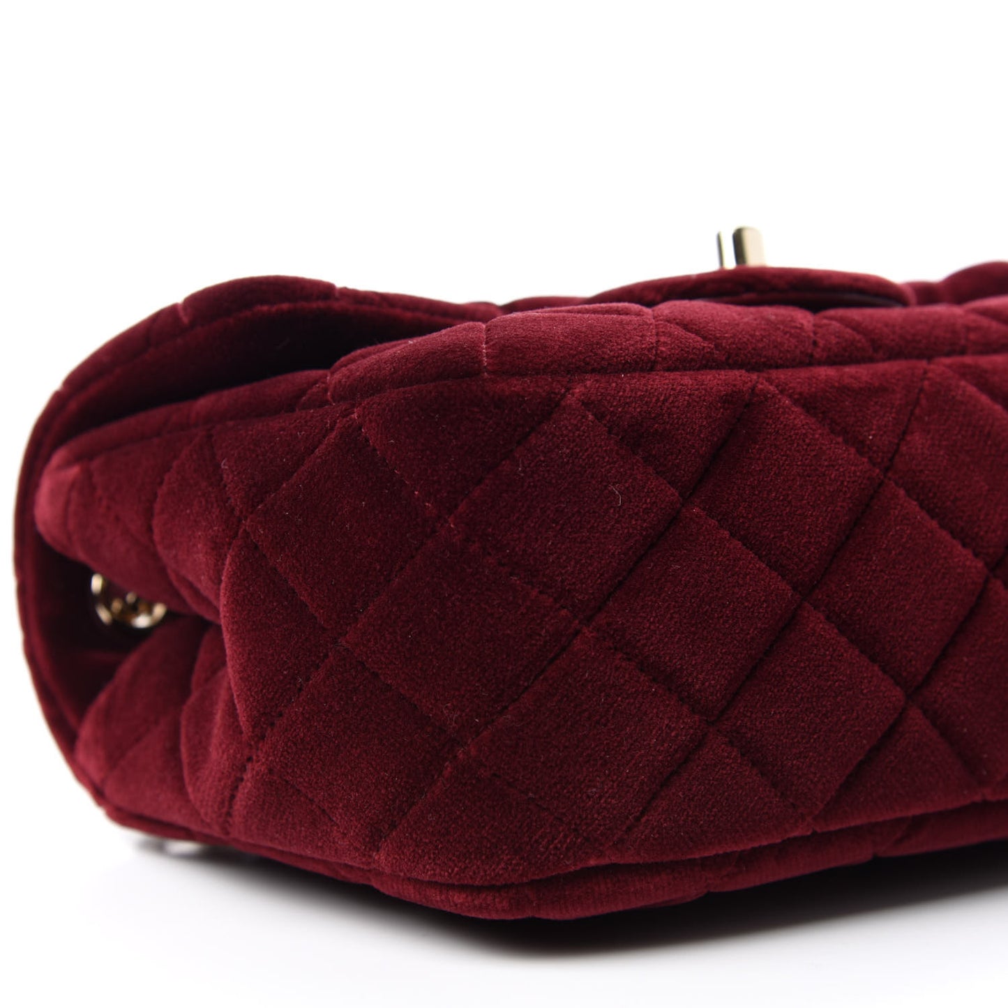 Velvet Quilted Mini Pearl Crush Flap Burgundy